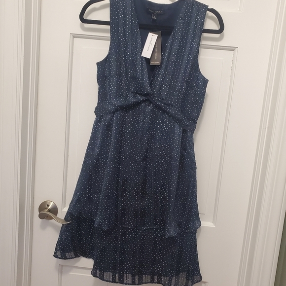 NWT BANANA REPUBLIC Chiffon Ruffels Tiered Dress Navy Polka Dots 4 Ret. $89.99 - Picture 8 of 10